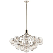 Kichler Silvarious 26in 16-Light Chandelier | Polished Nickel and Clear Crackle Glass | Dining Room & Living Room | 26 in H | Model 52702PN