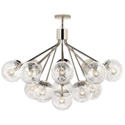 Kichler Silvarious 26in 16-Light Chandelier | Polished Nickel and Clear Crackle Glass | Dining Room & Living Room | 26 in H | Model 52702PN