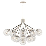 Kichler Silvarious 26in 16-Light Chandelier | Polished Nickel and Clear Crackle Glass | Dining Room & Living Room | 26 in H | Model 52702PN