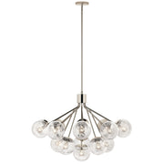 Kichler Silvarious 26in 16-Light Chandelier | Polished Nickel and Clear Crackle Glass | Dining Room & Living Room | 26 in H | Model 52702PN