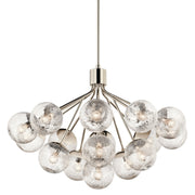 Kichler Silvarious 26in 16-Light Chandelier | Polished Nickel and Clear Crackle Glass | Dining Room & Living Room | 26 in H | Model 52702PN