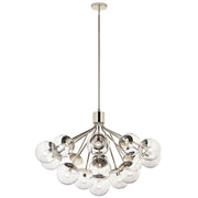 Kichler Silvarious 26in 16-Light Chandelier/Semi-Flush | Polished Nickel Clear Glass | Dining Room & Living Room | H 26 in | Model 52702PNCLR