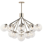 Kichler Silvarious 26in 16-Light Chandelier/Semi-Flush | Polished Nickel Clear Glass | Dining Room & Living Room | H 26 in | Model 52702PNCLR