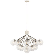 Kichler Silvarious 26in 16-Light Chandelier/Semi-Flush | Polished Nickel Clear Glass | Dining Room & Living Room | H 26 in | Model 52702PNCLR