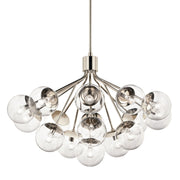 Kichler Silvarious 26in 16-Light Chandelier/Semi-Flush | Polished Nickel Clear Glass | Dining Room & Living Room | H 26 in | Model 52702PNCLR