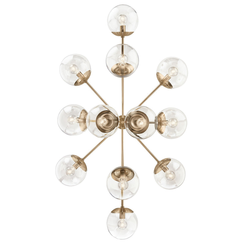Kichler Silvarious 48in 12-Light Chandelier | Champagne Bronze Steel and Clear Glass | Dining Room & Living Room | 48 x 26 x 17 in | Model 52703CPZCLR