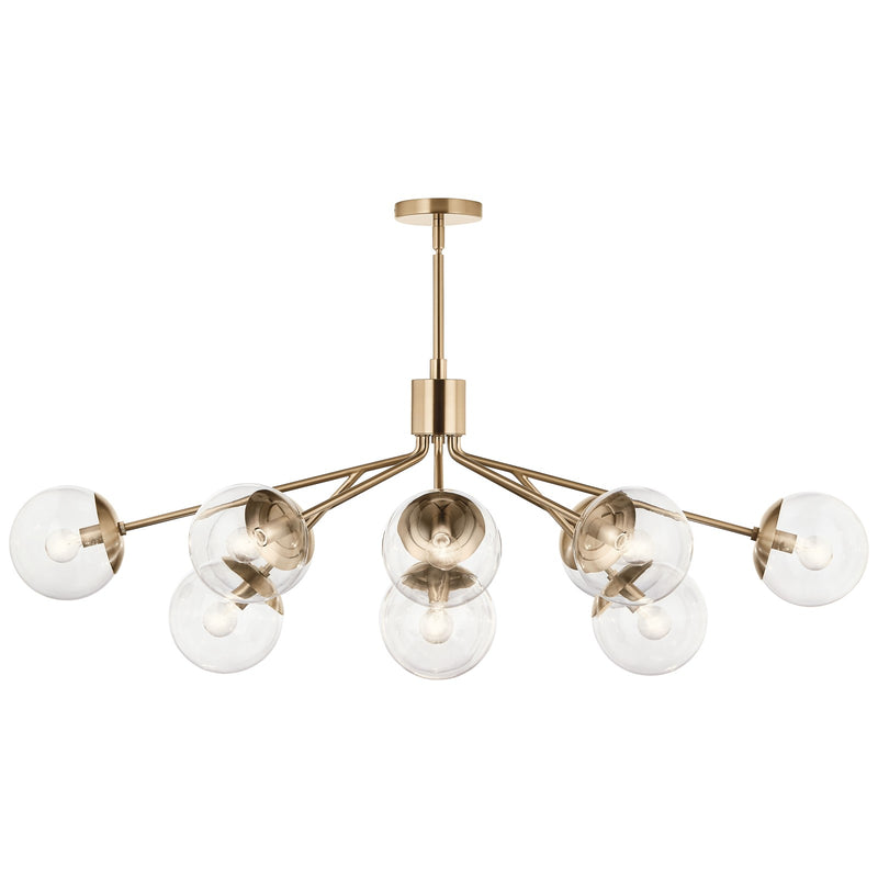 Kichler Silvarious 48in 12-Light Chandelier | Champagne Bronze Steel and Clear Glass | Dining Room & Living Room | 48 x 26 x 17 in | Model 52703CPZCLR