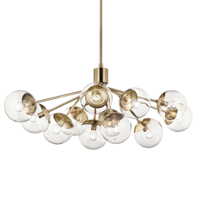 Kichler Silvarious 48in 12-Light Chandelier | Champagne Bronze Steel and Clear Glass | Dining Room & Living Room | 48 x 26 x 17 in | Model 52703CPZCLR