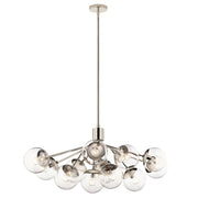Kichler Silvarious 48in 12-Light Chandelier | Polished Nickel and Clear Glass | Dining Room & Living Room | 48 x 27 x 18 in | Model 52703PNCLR
