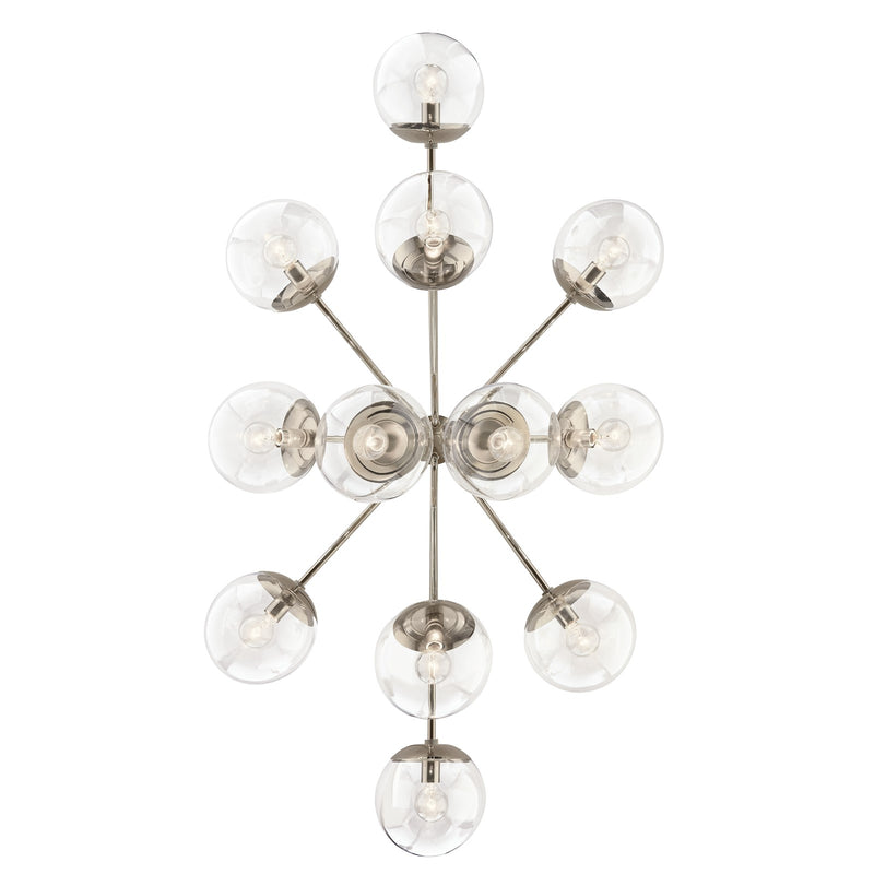 Kichler Silvarious 48in 12-Light Chandelier | Polished Nickel and Clear Glass | Dining Room & Living Room | 48 x 27 x 18 in | Model 52703PNCLR