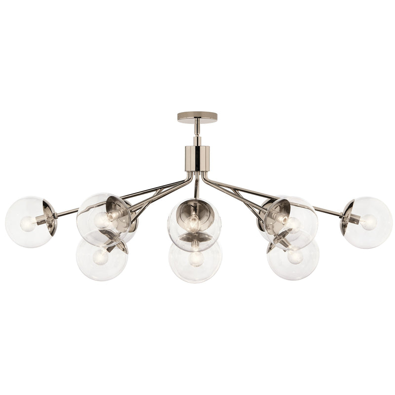 Kichler Silvarious 48in 12-Light Chandelier | Polished Nickel and Clear Glass | Dining Room & Living Room | 48 x 27 x 18 in | Model 52703PNCLR