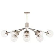 Kichler Silvarious 48in 12-Light Chandelier | Polished Nickel and Clear Glass | Dining Room & Living Room | 48 x 27 x 18 in | Model 52703PNCLR