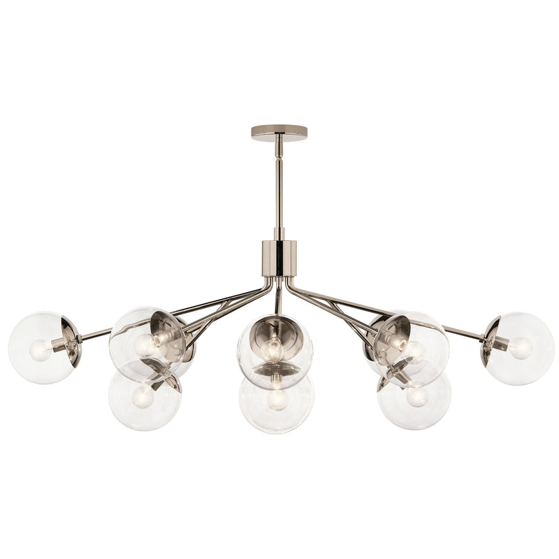 Kichler Silvarious 48in 12-Light Chandelier | Polished Nickel and Clear Glass | Dining Room & Living Room | 48 x 27 x 18 in | Model 52703PNCLR