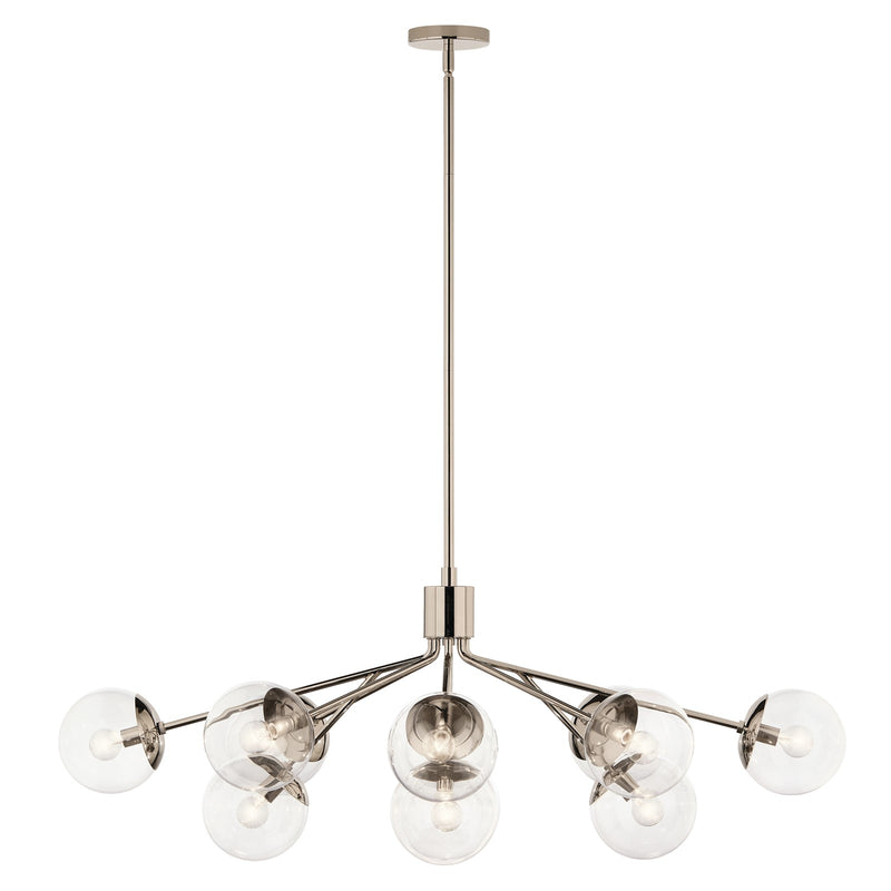 Kichler Silvarious 48in 12-Light Chandelier | Polished Nickel and Clear Glass | Dining Room & Living Room | 48 x 27 x 18 in | Model 52703PNCLR