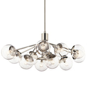 Kichler Silvarious 48in 12-Light Chandelier | Polished Nickel and Clear Glass | Dining Room & Living Room | 48 x 27 x 18 in | Model 52703PNCLR