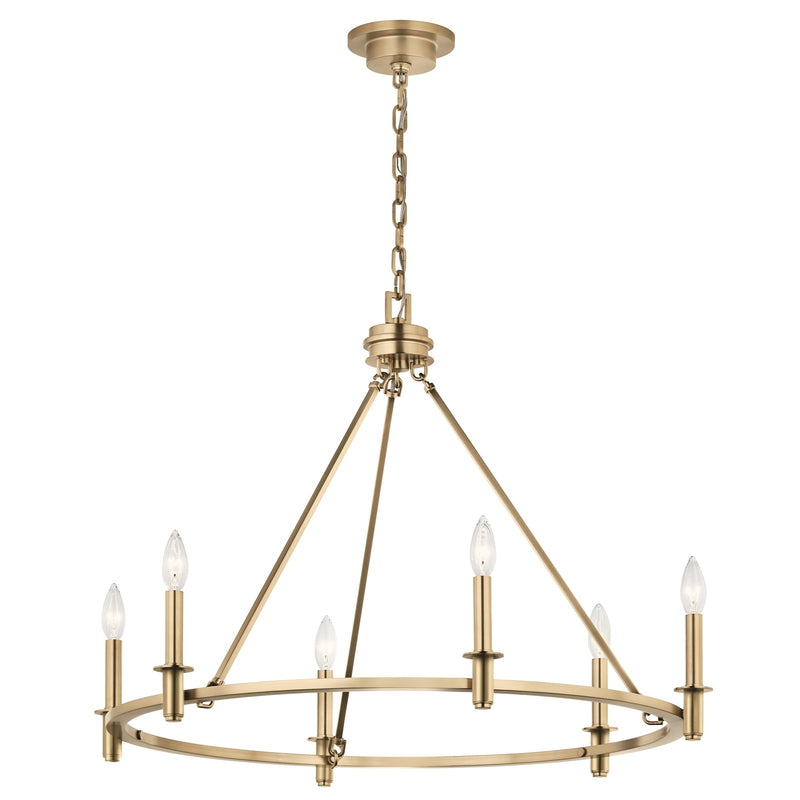 Kichler Carrick 24in 6-Light Chandelier | Traditional Champagne Bronze Steel | Dining Room & Foyer | 24 x 24 x 24 in | Model 52705CPZ