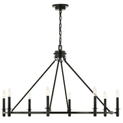 Kichler Carrick 24in 8-Light Chandelier | Black Steel Ring Design | Dining Room & Foyer | 24 x 24 x 24 in | Model 52706BK