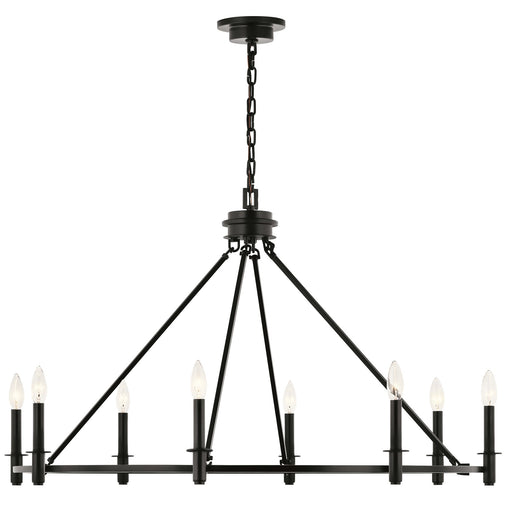 Kichler Carrick 24in 8-Light Chandelier | Black Steel Ring Design | Dining Room & Foyer | 24 x 24 x 24 in | Model 52706BK