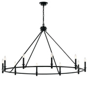 Kichler Carrick 31in 10-Light Chandelier | Traditional Black Steel | Dining Room & Living Room | 31 in H | Model 52707BK