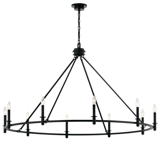 Kichler Carrick 31in 10-Light Chandelier | Traditional Black Steel | Dining Room & Living Room | 31 in H | Model 52707BK
