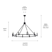 Kichler Carrick 31in 10-Light Chandelier | Traditional Black Steel | Dining Room & Living Room | 31 in H | Model 52707BK