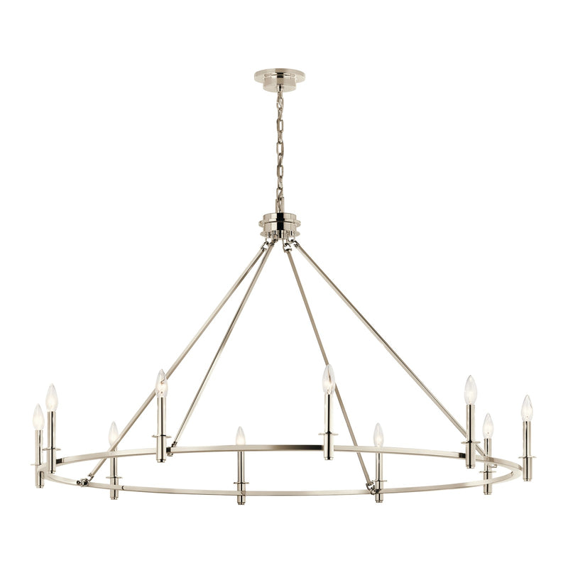 Kichler Carrick 31in 10-Light Chandelier | Traditional Polished Nickel Steel | Dining Room & Foyer | H 31 in | Model 52707PN