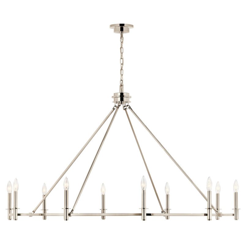 Kichler Carrick 31in 10-Light Chandelier | Traditional Polished Nickel Steel | Dining Room & Foyer | H 31 in | Model 52707PN