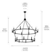Kichler Carrick 18 Light Large 2 Tier Chandelier, Black