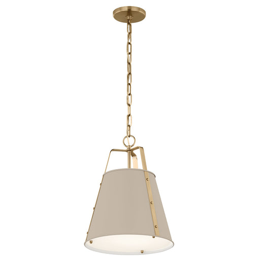 Kichler Etcher 17in 1-Light Pendant | Traditional Greige Steel and Clear Satin Etched Glass | Kitchen Island & Dining Room | 17 x 12.25 in | Model 52710GRG