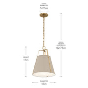 Kichler Etcher 17in 1-Light Pendant | Traditional Greige Steel and Clear Satin Etched Glass | Kitchen Island & Dining Room | 17 x 12.25 in | Model 52710GRG