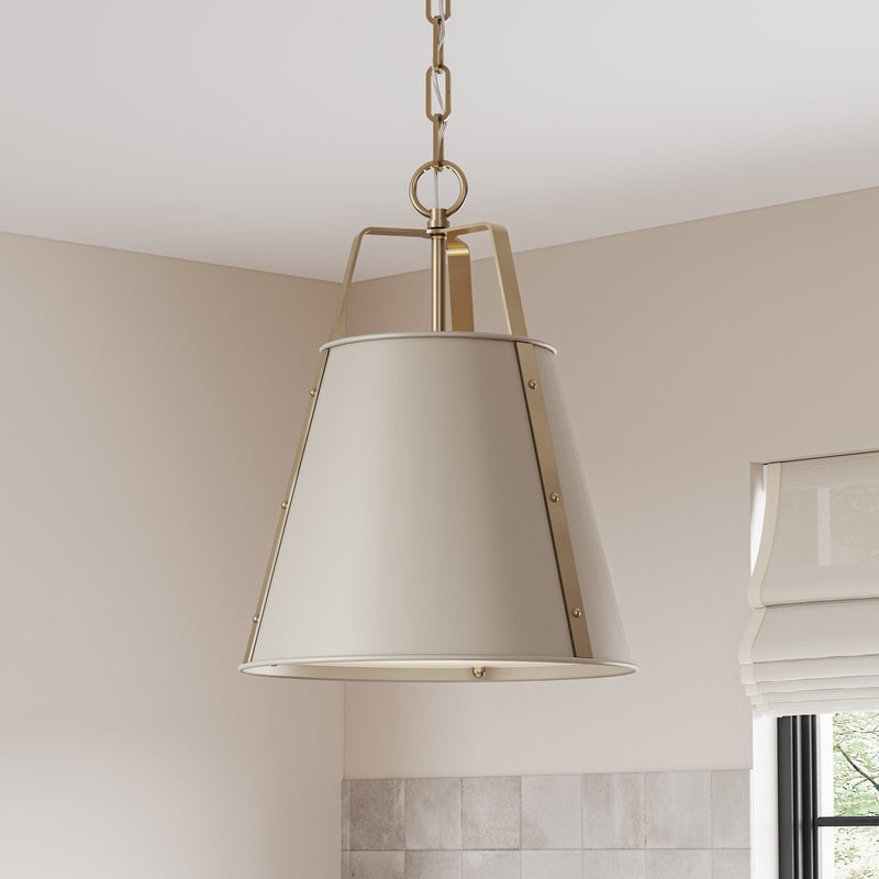 Kichler Etcher 17in 1-Light Pendant | Traditional Greige Steel and Clear Satin Etched Glass | Kitchen Island & Dining Room | 17 x 12.25 in | Model 52710GRG