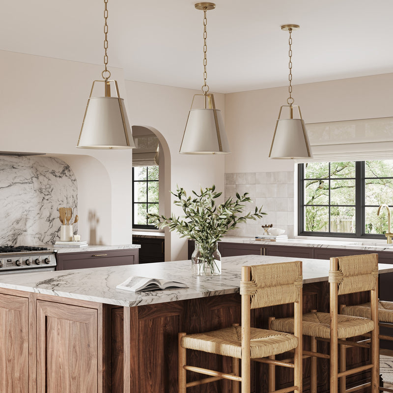 Kichler Etcher 17in 1-Light Pendant | Traditional Greige Steel and Clear Satin Etched Glass | Kitchen Island & Dining Room | 17 x 12.25 in | Model 52710GRG