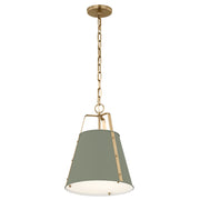 Kichler Etcher 17in 1-Light Pendant | Traditional Heritage Green Steel and Clear Satin Etched Glass | Kitchen Island & Dining Room | 17 x 12.25 in | Model 52710HGN