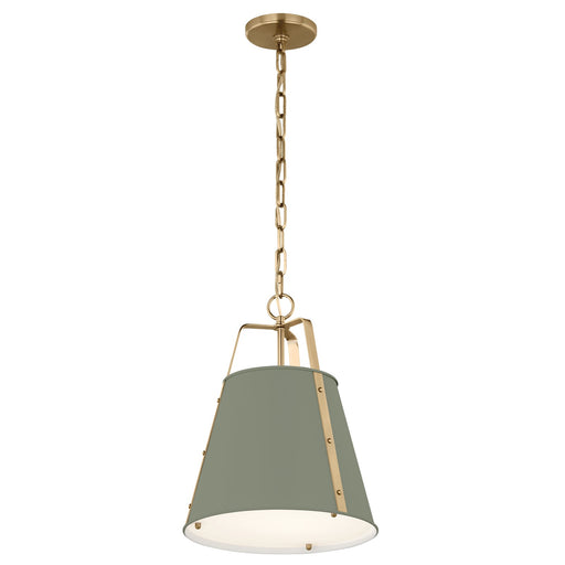 Kichler Etcher 17in 1-Light Pendant | Traditional Heritage Green Steel and Clear Satin Etched Glass | Kitchen Island & Dining Room | 17 x 12.25 in | Model 52710HGN