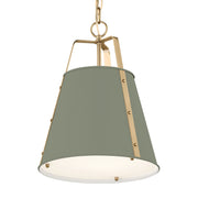 Kichler Etcher 17in 1-Light Pendant | Traditional Heritage Green Steel and Clear Satin Etched Glass | Kitchen Island & Dining Room | 17 x 12.25 in | Model 52710HGN