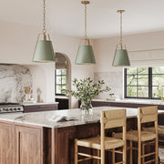 Kichler Etcher 17in 1-Light Pendant | Traditional Heritage Green Steel and Clear Satin Etched Glass | Kitchen Island & Dining Room | 17 x 12.25 in | Model 52710HGN