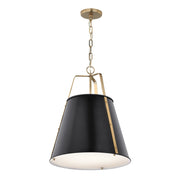 Kichler Etcher 17in 2-Light Cone Pendant | Traditional Black Steel & Clear Satin Glass | Kitchen Island & Dining Room | 22.5in H | Model 52711BK