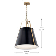 Kichler Etcher 17in 2-Light Cone Pendant | Traditional Black Steel & Clear Satin Glass | Kitchen Island & Dining Room | 22.5in H | Model 52711BK