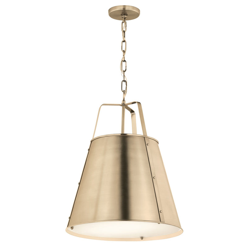 Kichler Etcher 22in 2-Light Cone Pendant | Champagne Bronze Steel and Clear Satin Etched Glass | Kitchen Island & Dining Room | Model 52711CPZ