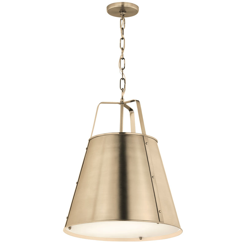Kichler Etcher 22in 2-Light Cone Pendant | Champagne Bronze Steel and Clear Satin Etched Glass | Kitchen Island & Dining Room | Model 52711CPZ