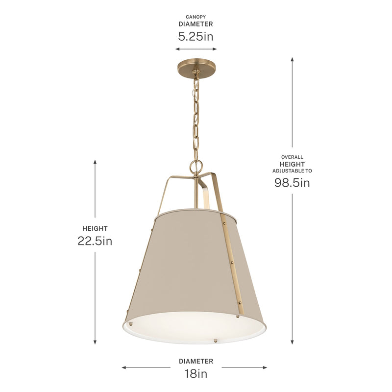 Kichler Etcher 22.5in 2-Light Pendant | Traditional Greige Steel and Clear Satin Etched Glass | Kitchen Island & Dining Room | 22.5 x 17 in | Model 52711GRG