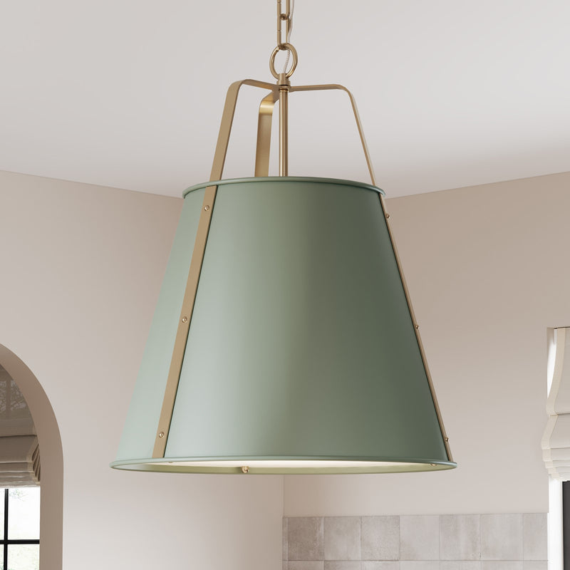 Kichler Etcher 22.5in 2-Light Pendant | Traditional Heritage Green Steel and Clear Satin Etched Glass | Kitchen Island & Dining Room | 22.5 x 17 in | Model 52711HGN