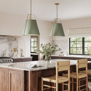 Kichler Etcher 22.5in 2-Light Pendant | Traditional Heritage Green Steel and Clear Satin Etched Glass | Kitchen Island & Dining Room | 22.5 x 17 in | Model 52711HGN