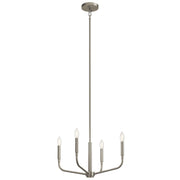 Kichler Madden 16in 4-Light Convertible Chandelier | Brushed Nickel Steel | Dining Room & Living Room | 16.75in H | Model 52716NI