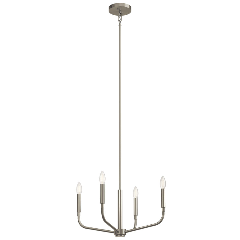 Kichler Madden 16in 4-Light Convertible Chandelier | Brushed Nickel Steel | Dining Room & Living Room | 16.75in H | Model 52716NI