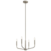Kichler Madden 16in 4-Light Convertible Chandelier | Brushed Nickel Steel | Dining Room & Living Room | 16.75in H | Model 52716NI