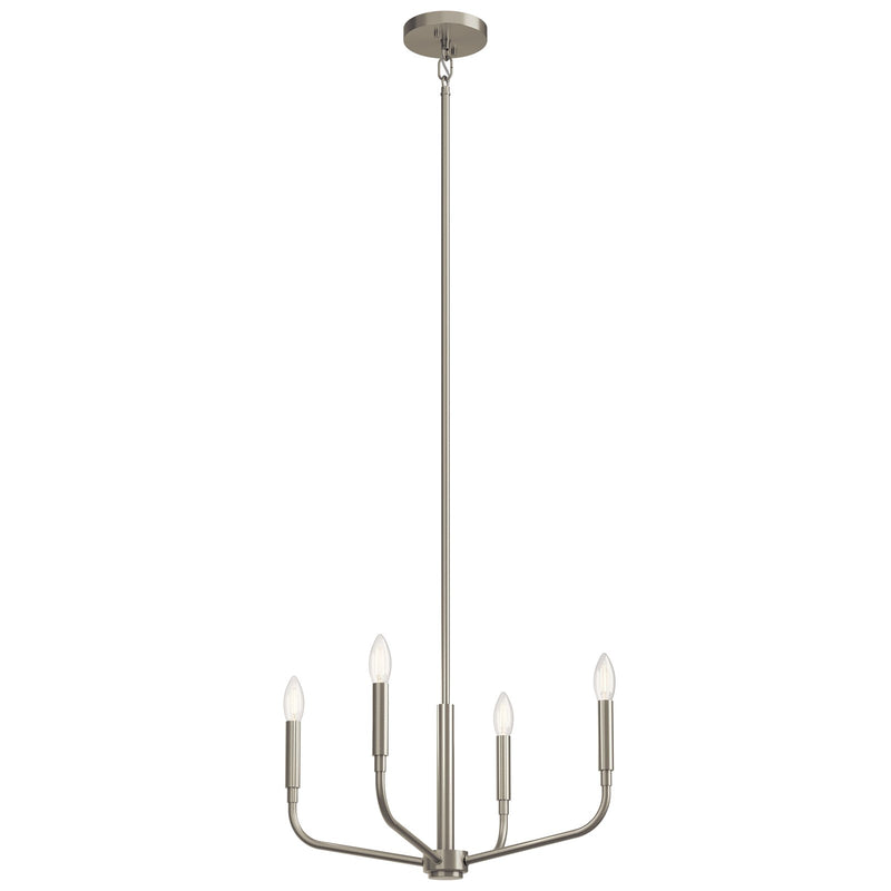 Kichler Madden 16in 4-Light Convertible Chandelier | Brushed Nickel Steel | Dining Room & Living Room | 16.75in H | Model 52716NI