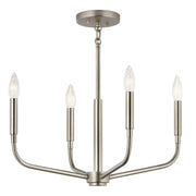 Kichler Madden 16in 4-Light Convertible Chandelier | Brushed Nickel Steel | Dining Room & Living Room | 16.75in H | Model 52716NI
