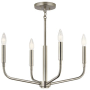 Kichler Madden 16in 4-Light Convertible Chandelier | Brushed Nickel Steel | Dining Room & Living Room | 16.75in H | Model 52716NI