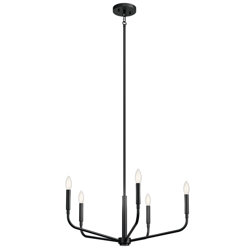 Kichler Madden 17in 5-Light Chandelier | Modern Black Steel | Dining Room & Living Room | 17 in H, Dimmable | Model 52717BK